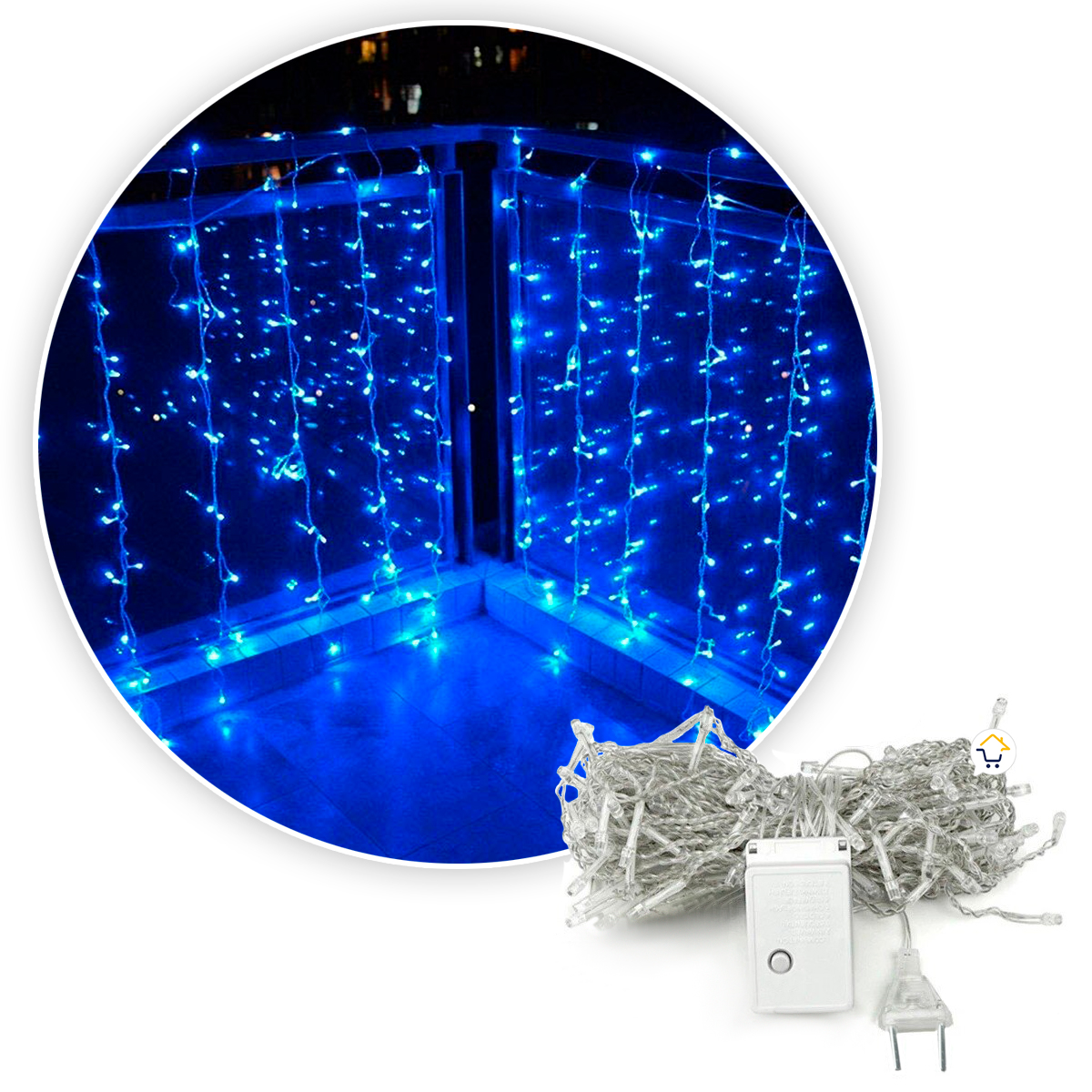 Cortina LED 2X1 Metros 240 LED Decoración Navidad Azul LEDC240L